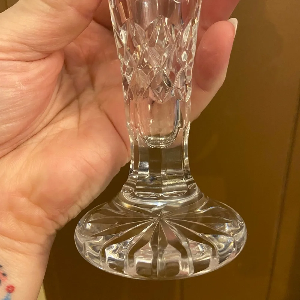Waterford Vintage Happy Birthday Cut Crystal Bud Vase CHIPPED